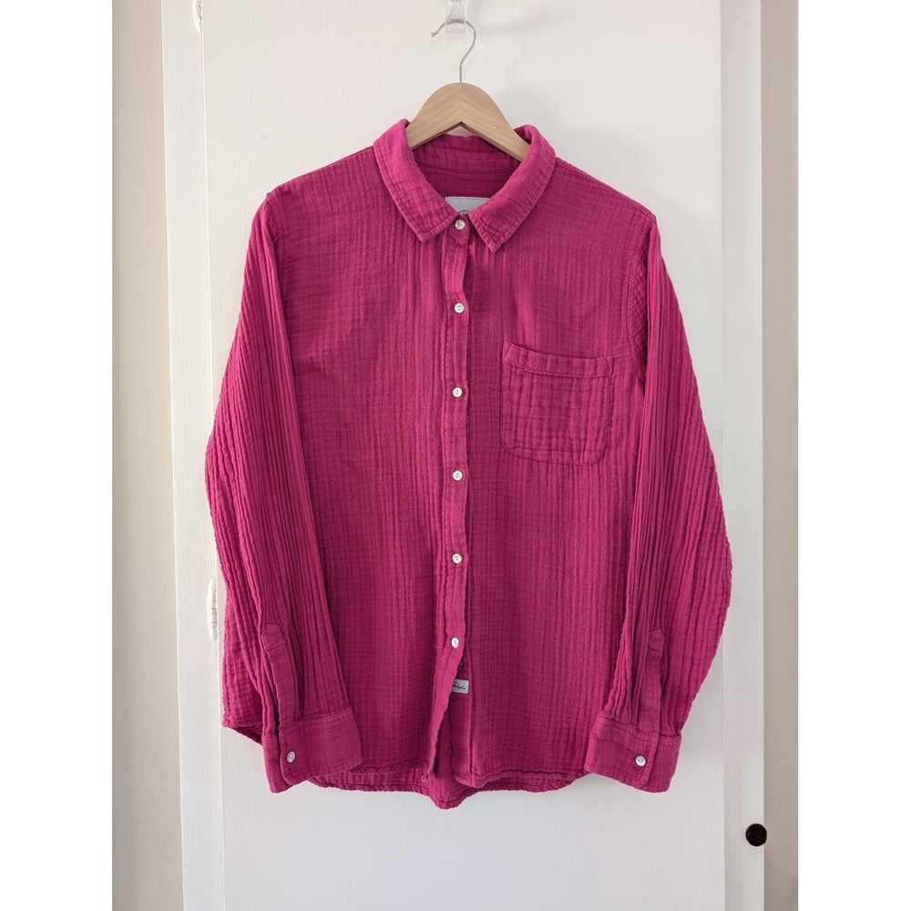 Rails Magenta Pink Gauze Cotton Button Down Shirt XL Summer Vacation Lightweight